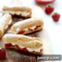 Strawberry Cheesecake Dream Eclairs 2 Strawberry Cheesecake Eclairs | completelydelicious.com