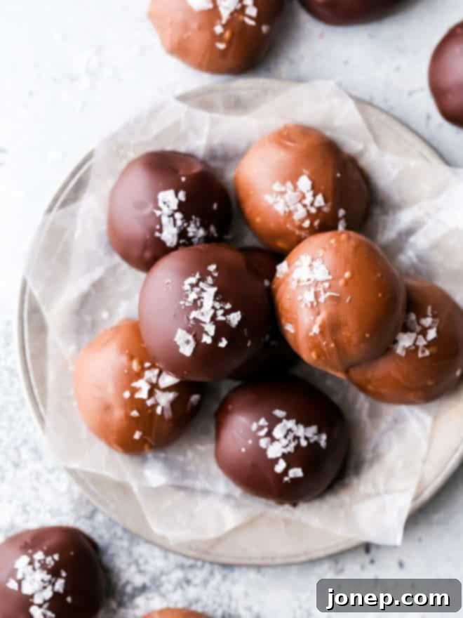 salted dark and milk chocolate truffles on a plate