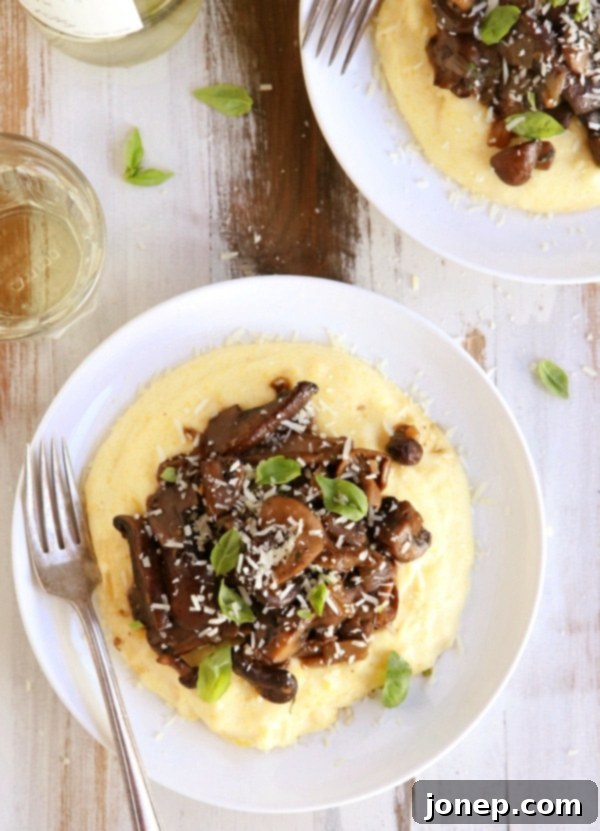 Mushroom Ragu with Cheesy Polenta | completelydelicious.com