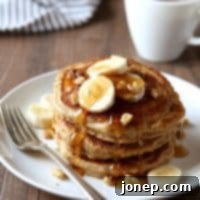 Hearty Banana Nut Wheat Cakes 2 Whole Wheat Banana Nut Pancakes | completelydelicious.com