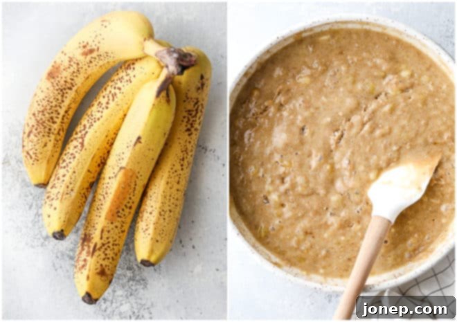 Mixing up banana bread