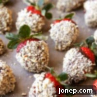 Decadent Chocolate Hazelnut Strawberries 6 You're just three ingredients away from these chocolate hazelnut covered strawberries. They're the easiest, most decadent treat!