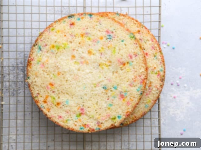 Splitting funfetti cake layers