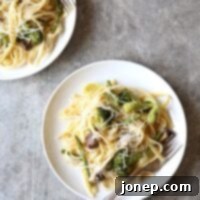 Roasted Vegetable and Asiago Fettuccini Alfredo | completelydelicious.com