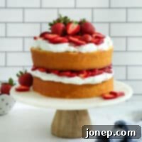 Strawberry Shortcake Cloud Cake 9 strawberry shortcake layer cake on cake stand