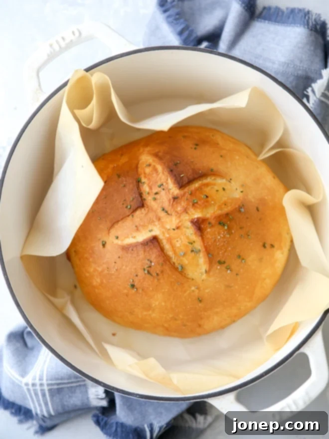 Parchment Paper: Your Baking Secret Weapon 6 Bake this easy herb bread loaf in your dutch oven for a crispy crust! Lined with parchment paper for easy removal.
