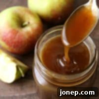 Homemade Apple Cider Caramel Sauce in a jar