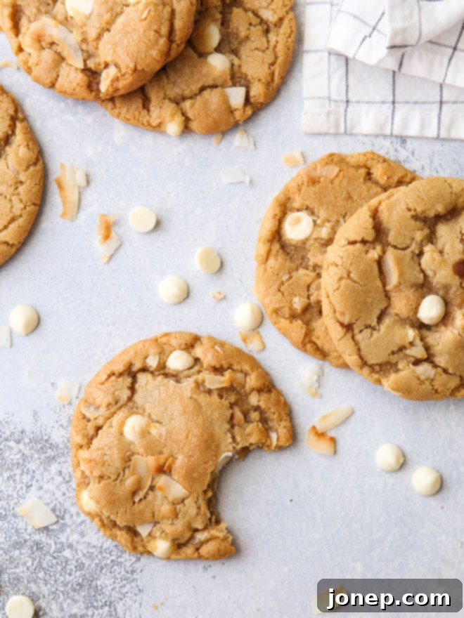 Toasted coconut and white chocolate chip cookies