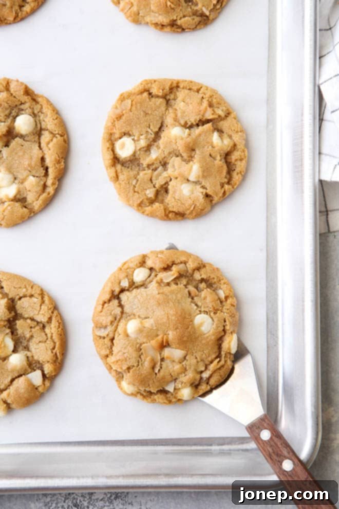 Toasted coconut and white chocolate chip cookies