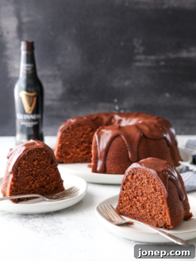 Velvet Stout Chocolate Bundt Cake 2 A moist chocolate stout bundt cake with rich ganache, infused with Guinness beer.