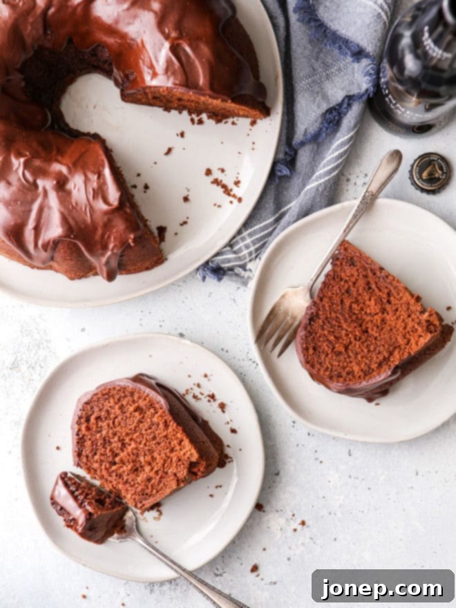 Velvet Stout Chocolate Bundt Cake 3 Delicious chocolate stout bundt cake, moist and rich, made with a bottle of Guinness beer.