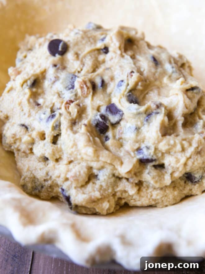 dumped cookie dough in unbaked pie crust