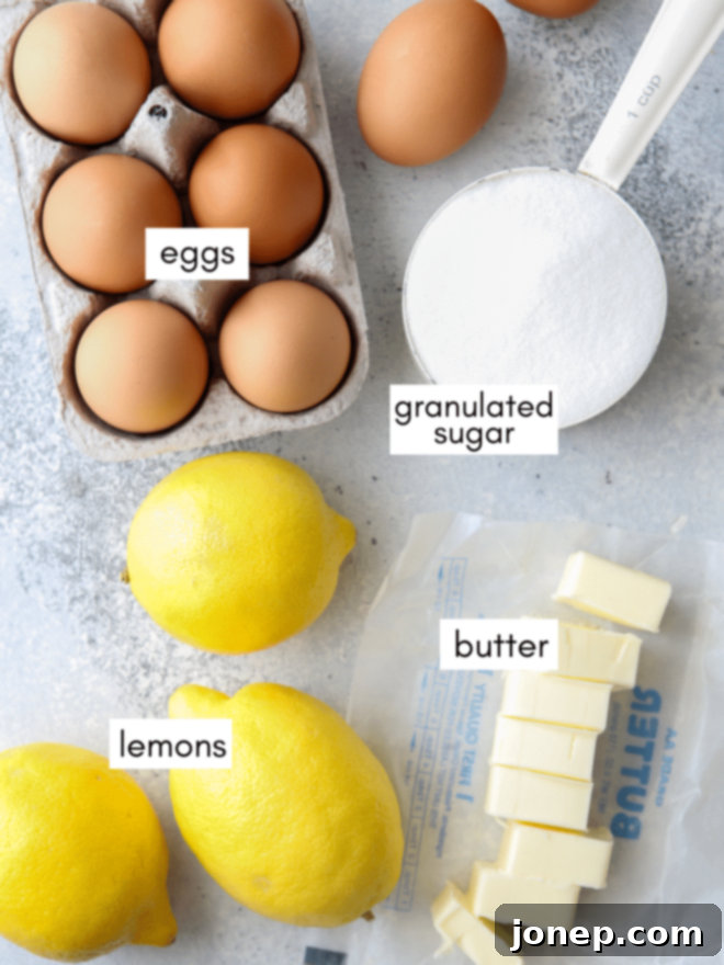 Delicious Homemade Lemon Curd 3 lemon curd ingredients