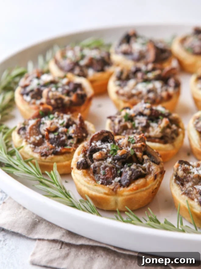 Easy mini mushroom tarts are the perfect winter appetizer!