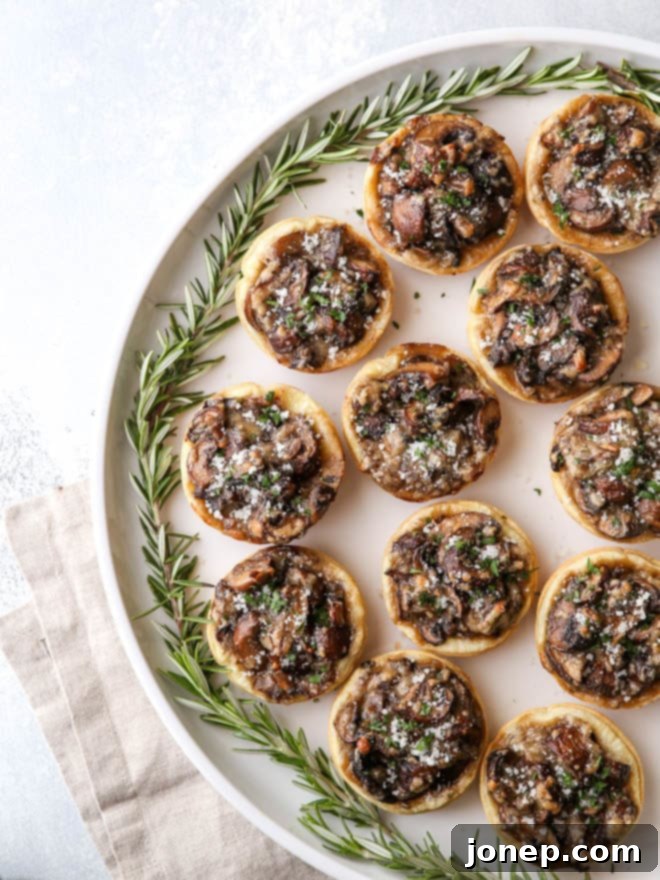 Easy mini mushroom tarts are the perfect winter appetizer!