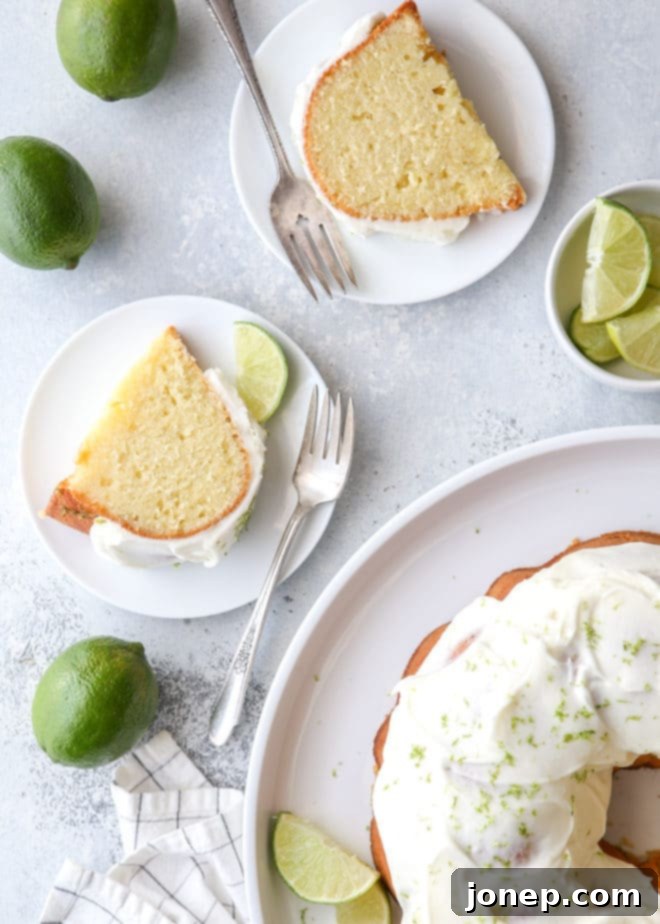 This lime bundt cake is light and zesty with a rich cream cheese frosting.
