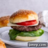Pillowy Burger Buns From Scratch 11 assembled burger on a homemade brioche bun