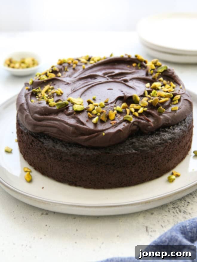 chocolate olive oil cake on plate