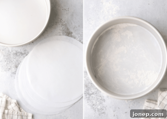 Ten Steps to Cake-Baking Bliss 7 Lining a cake pan with parchment paper for easy release